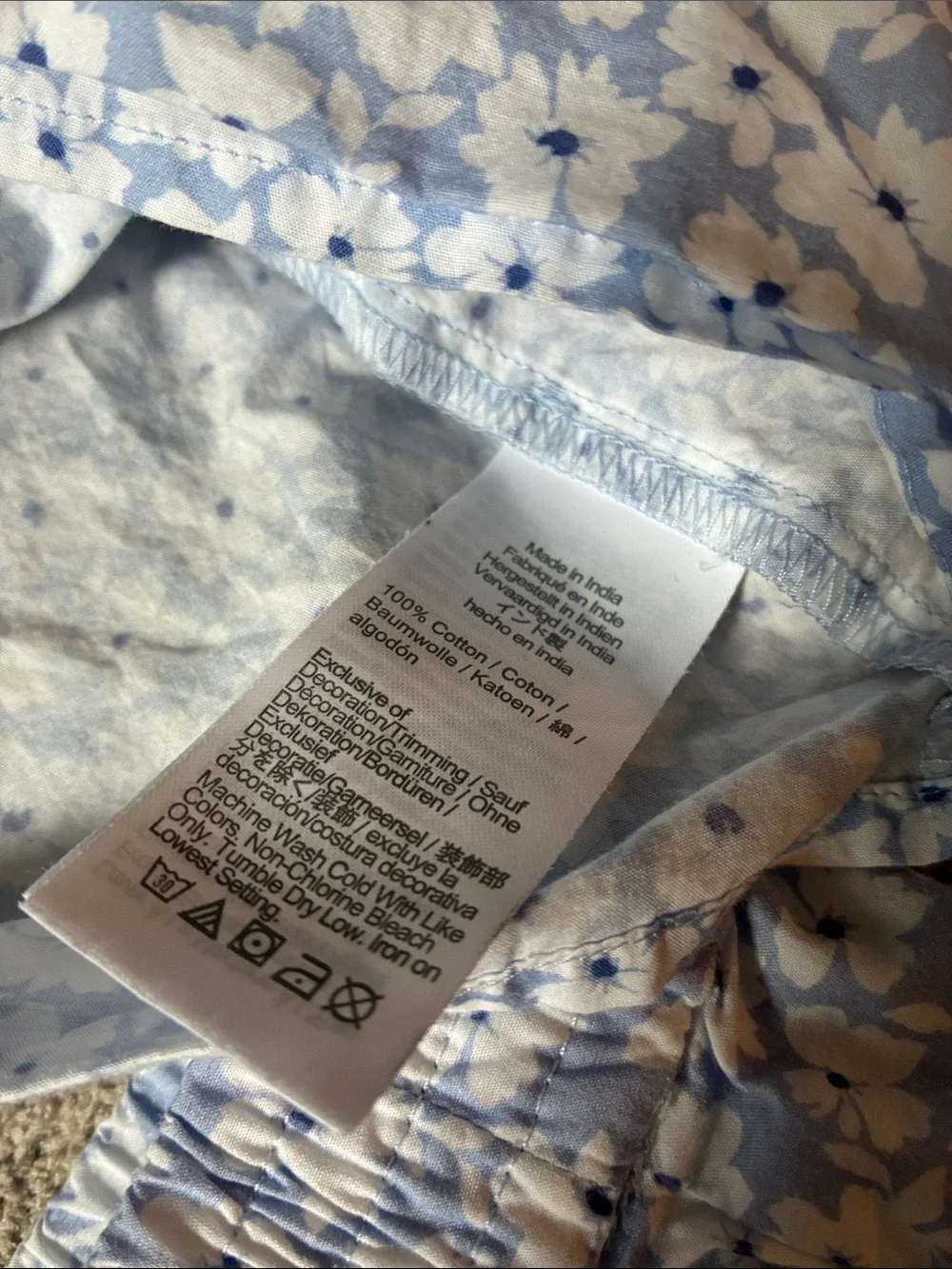 J Crew Blue Floral women’s Pajama Set - Lightweight cotton Shorts & Tank - M